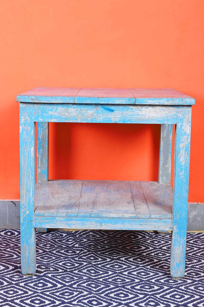 Sea Blue Vintage Wooden Small Table
