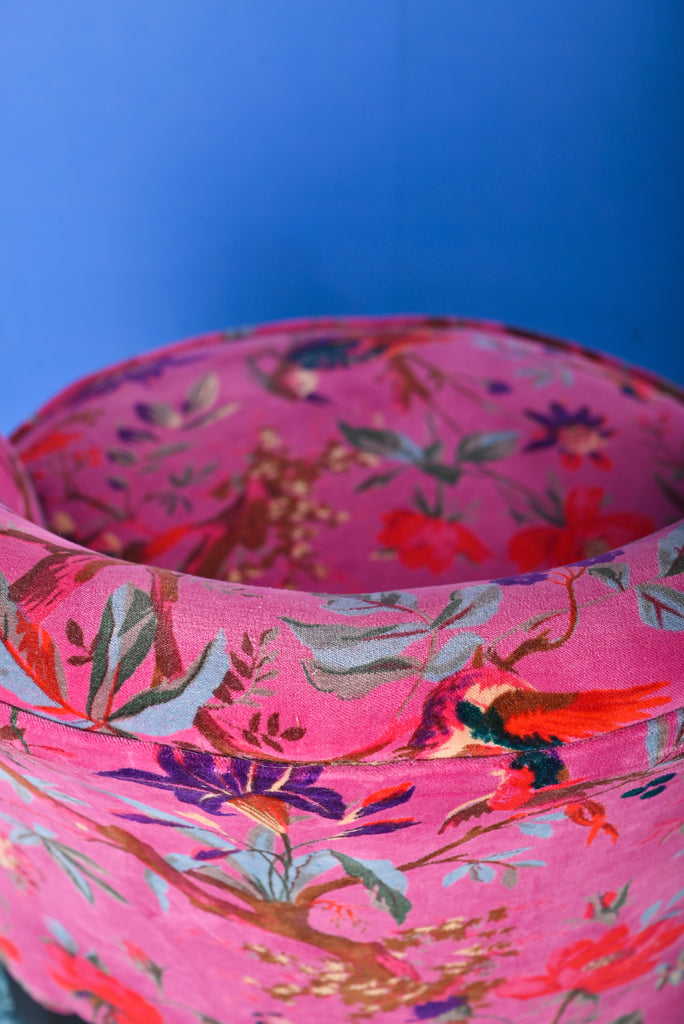Discover the Allure of Pink Bird of Paradise: Premium Cotton Velvet Compact Armchair