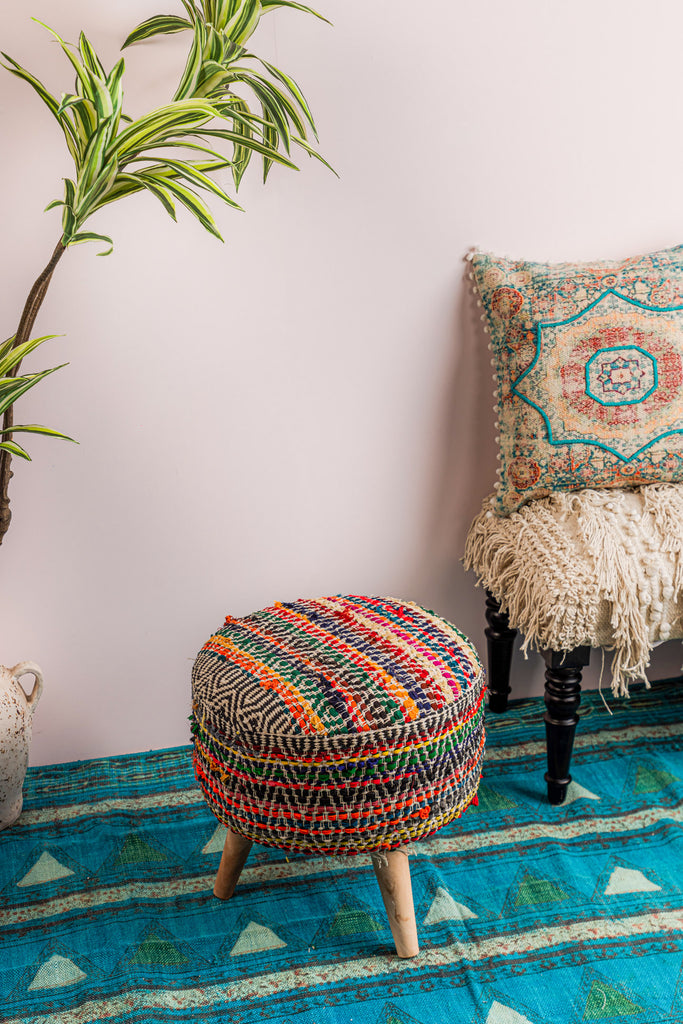 Recycled Cotton Multicolour FootStool