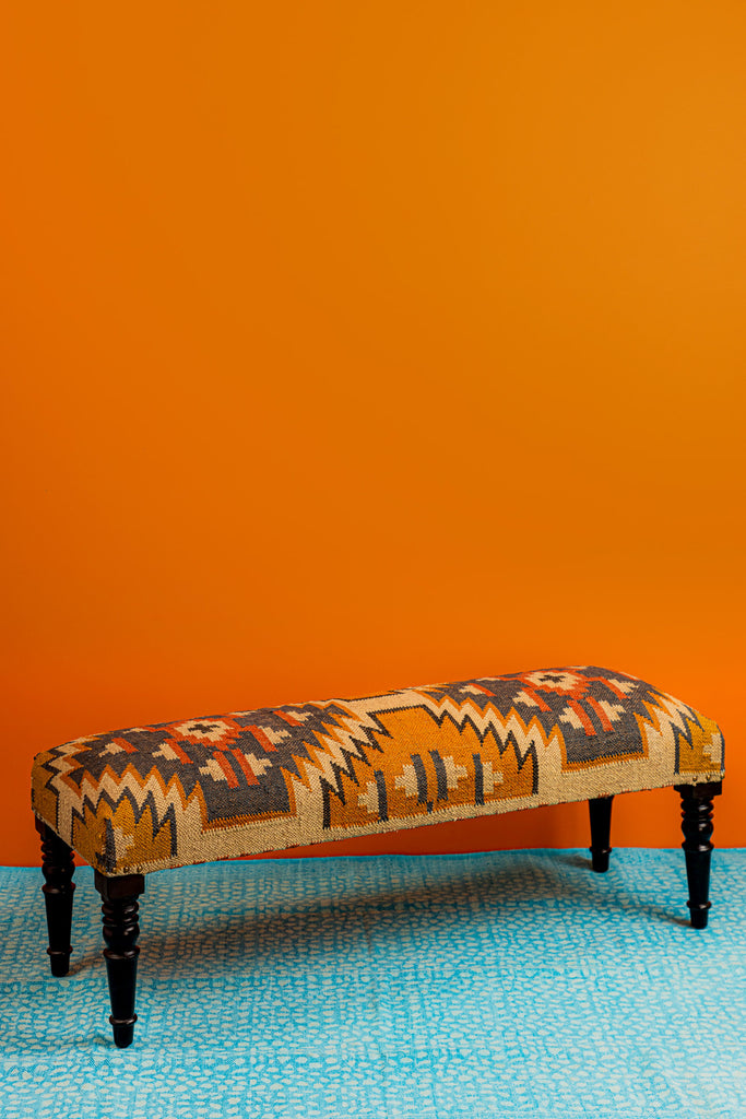 Mustard Hand Woven Kilim Bench