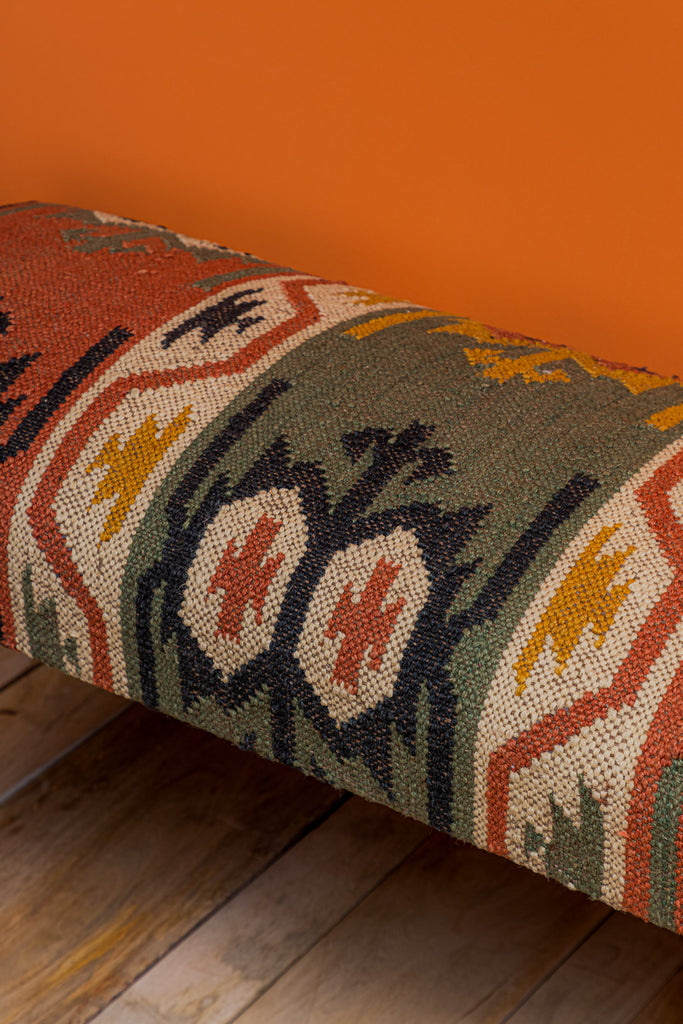 Brown-Blue Hand Woven Kilim Bench