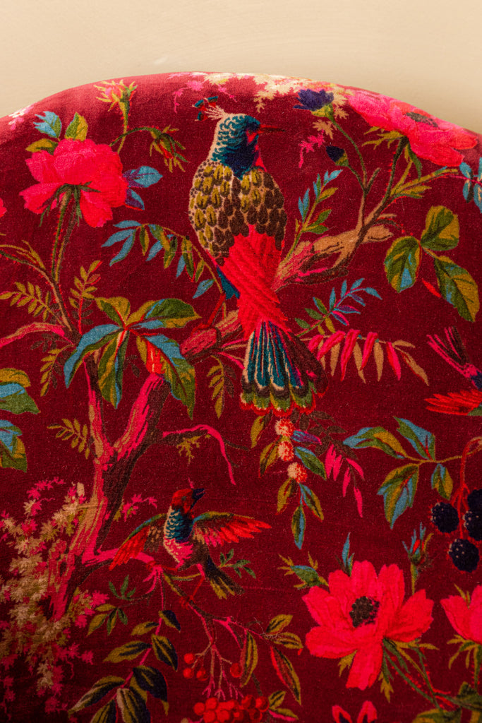 Red Bird of Paradise Velvet Armchair