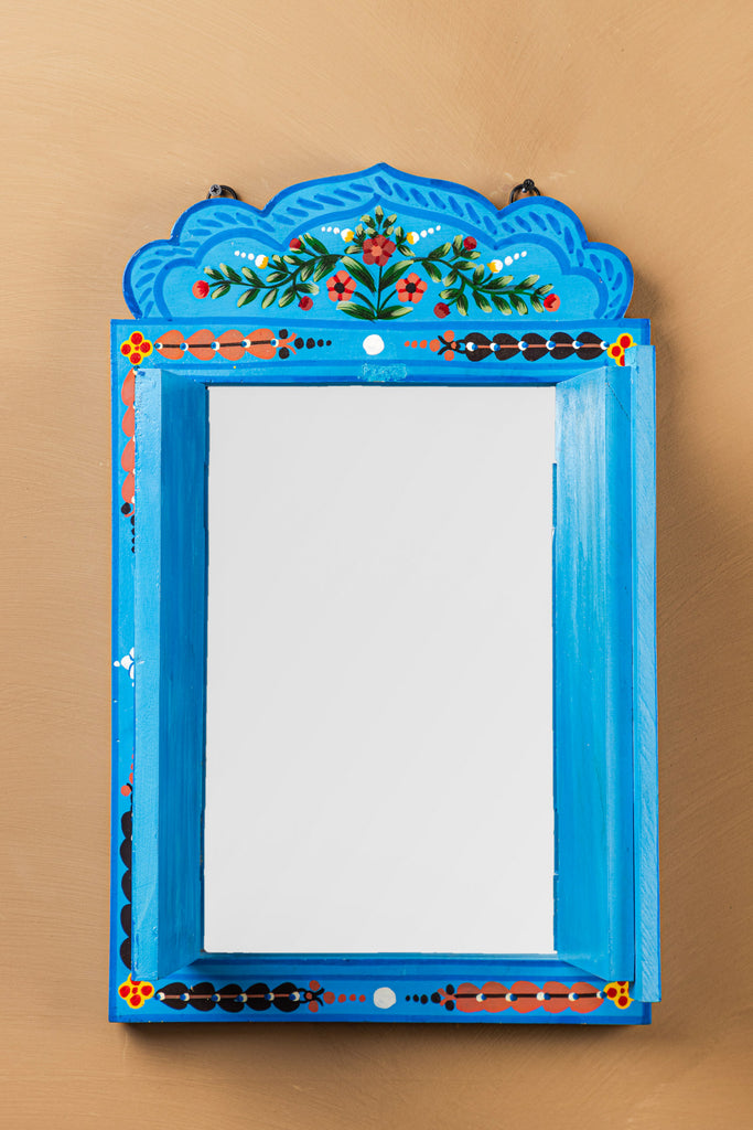 Blue Hand Painted Window Mirror