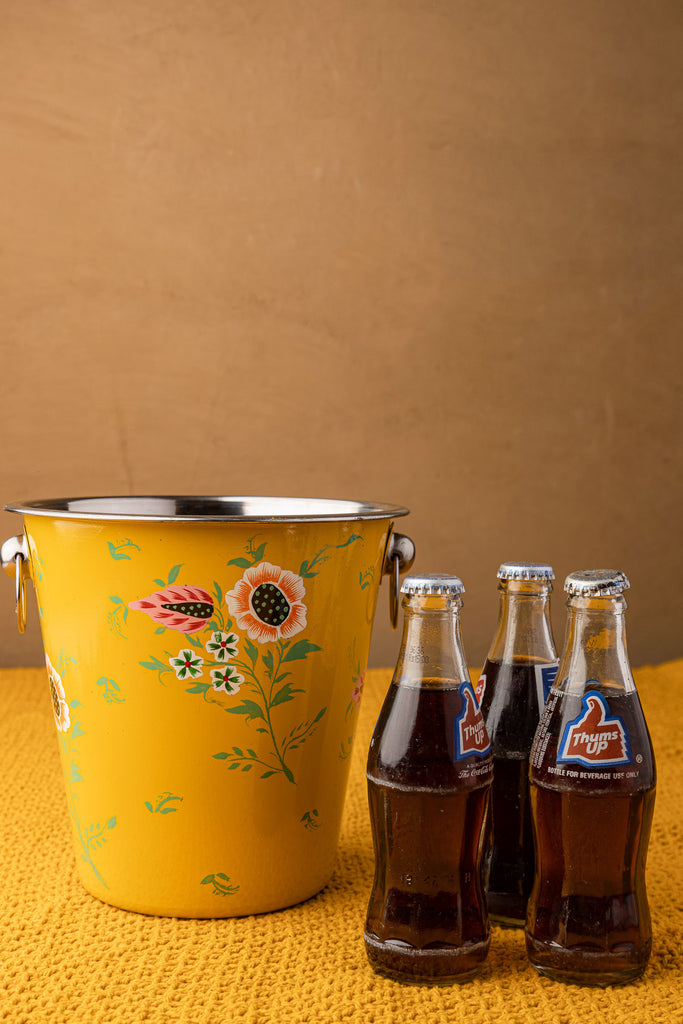 Hand Painted Yellow Floral Beer Bucket