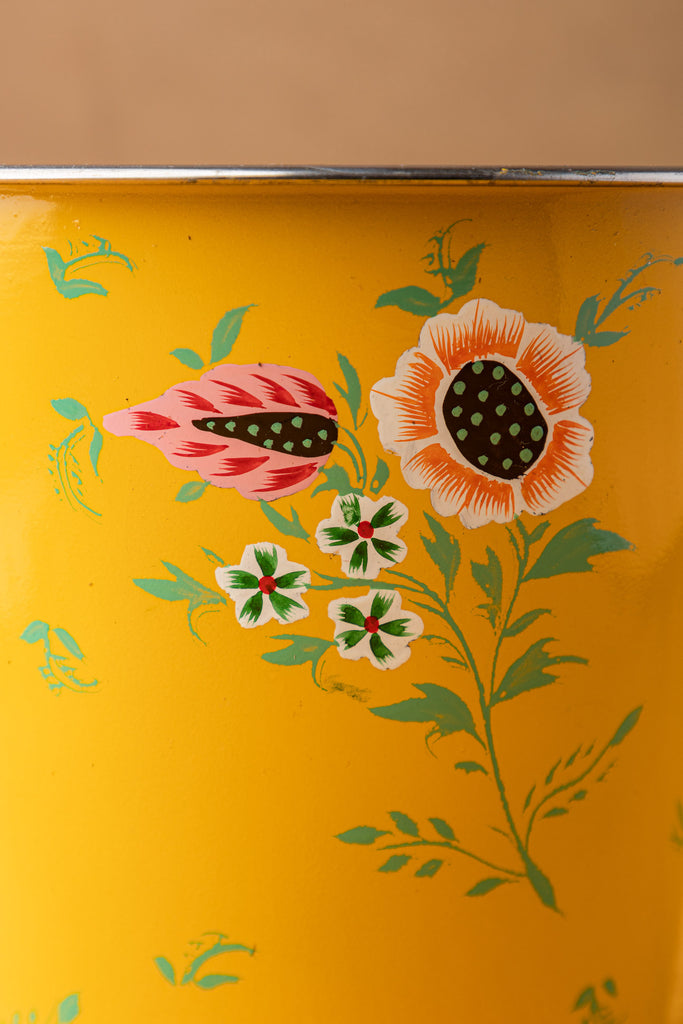 Hand Painted Yellow Floral Beer Bucket
