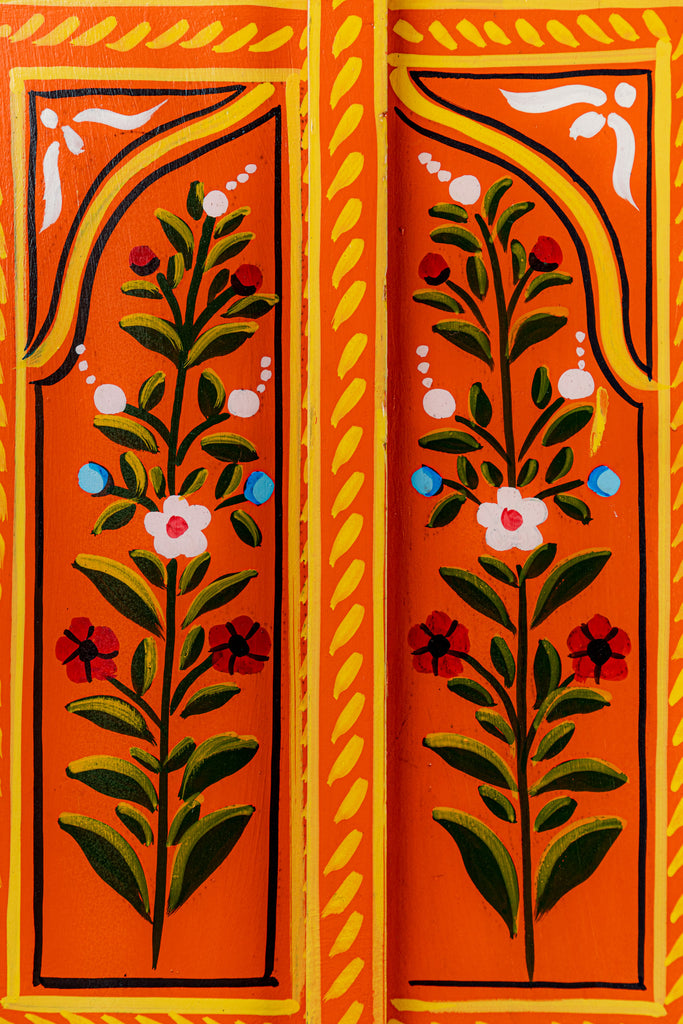 Orange Hand Painted Window Mirror