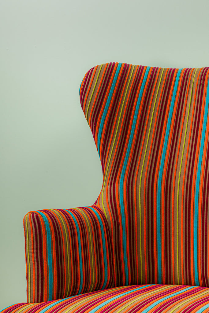 Multicolour Striped Velvet Armchair\