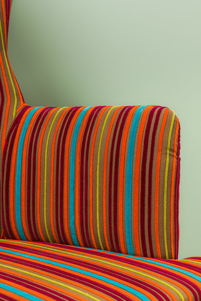 Multicolour Striped Velvet Armchair