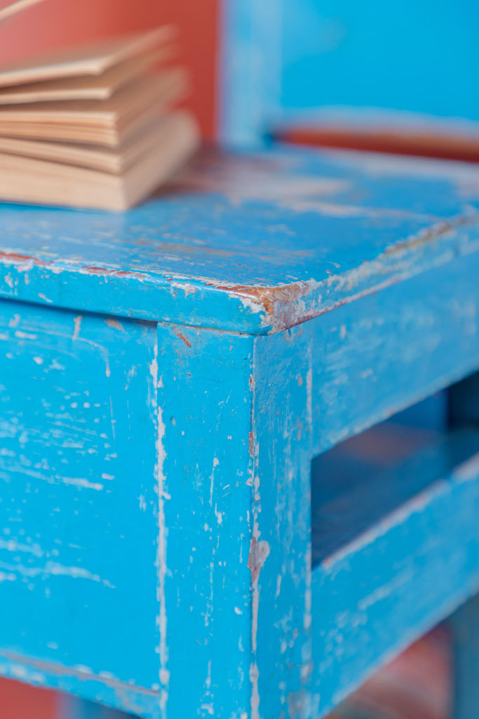 Blue Wooden Vintage Kids Study Table