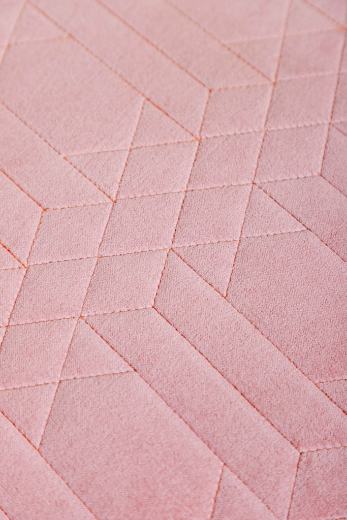 Soft Pink Quilted Cotton Velvet Ottoman