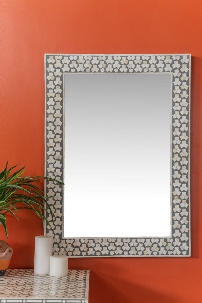 Grey Bone Inlay Wall Mirror