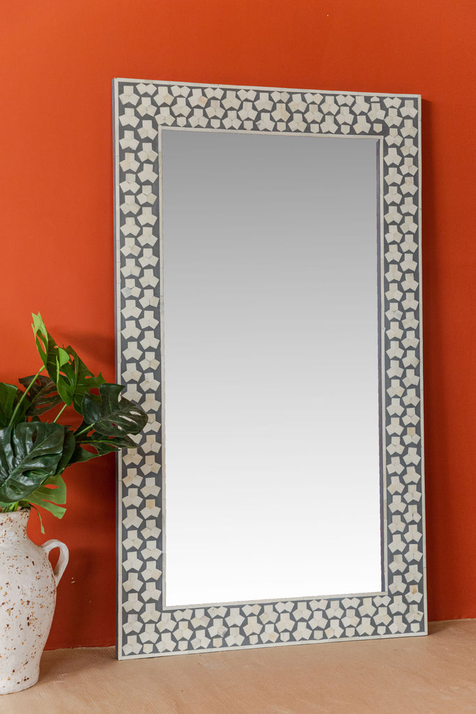 Grey Bone Inlay Large Mirror