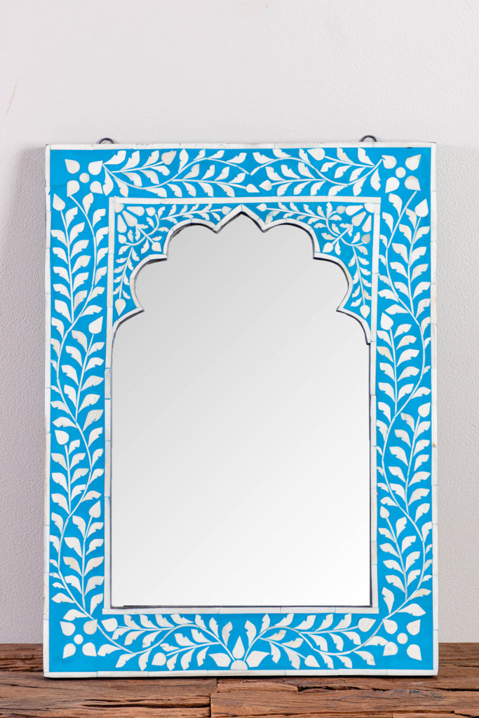Blue Mandir Bone Inlay Mirror