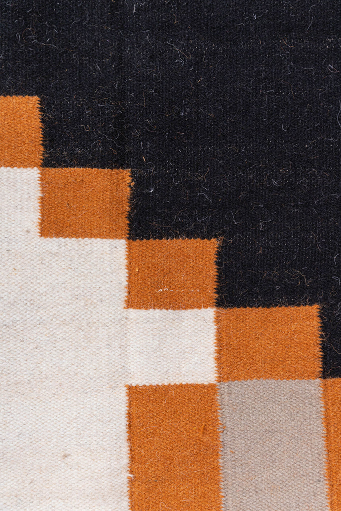 Colour Block Woolen Cotton Rug