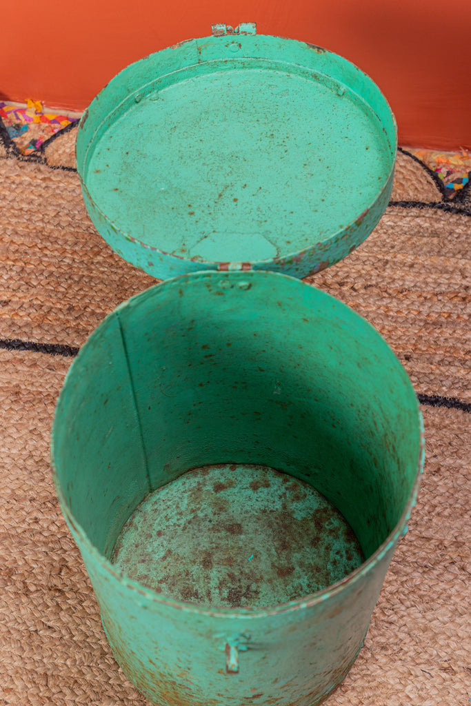 C-Green Vintage Iron Round Trunk