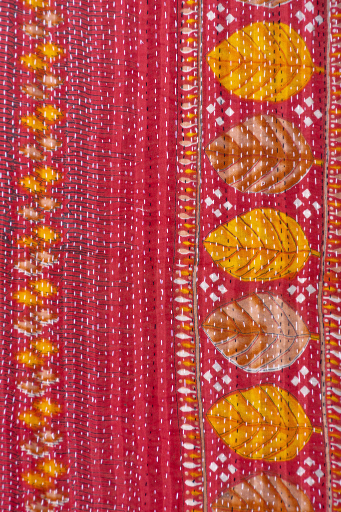 Yellow-Pink Antique Kantha Throw