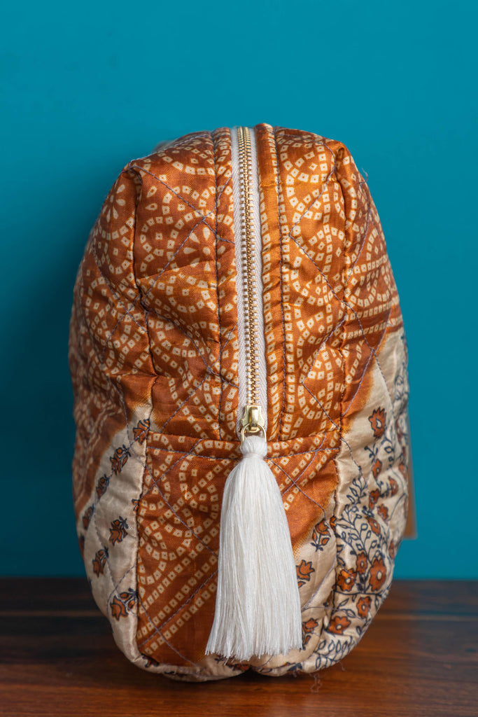 Copper-White Recycled Saree Carry Clutch
