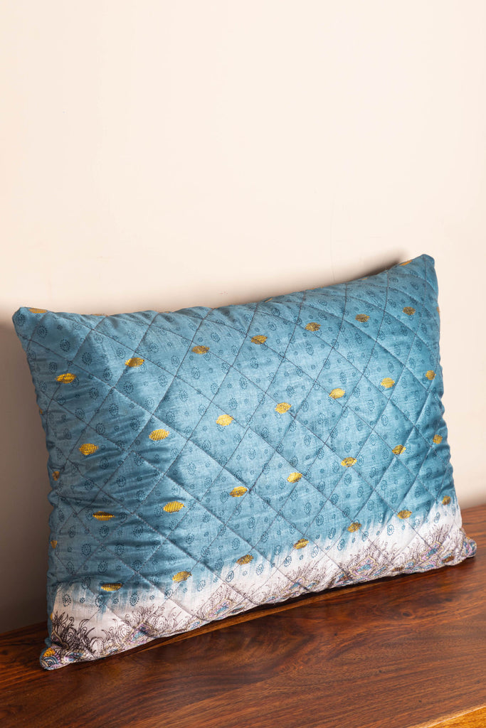 Blue Recycled Saree Cushion Cover