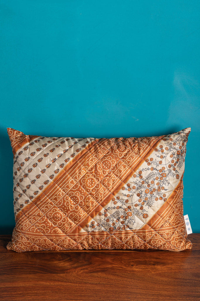 Off-White Gold Recycled Saree Cushion Cover