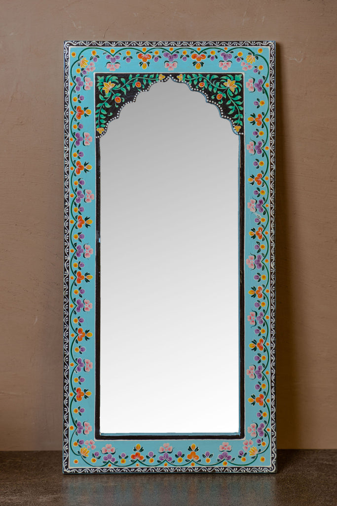 Aqua Mandir Wooden Mirror with Mehandi Work