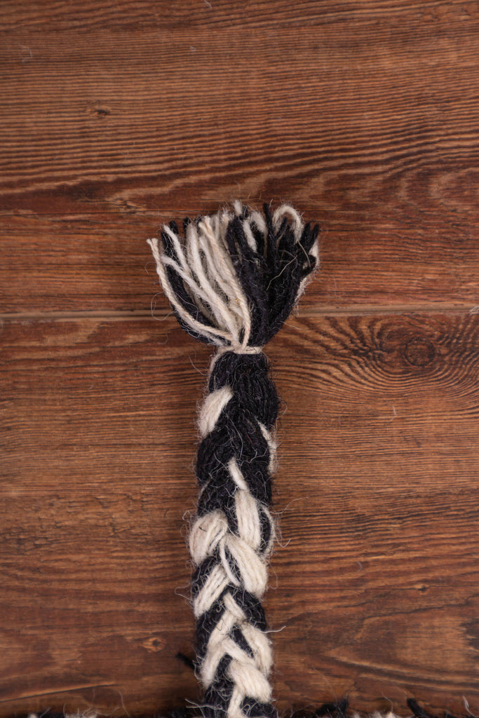 Black & White Wool & Cotton Braided Rug