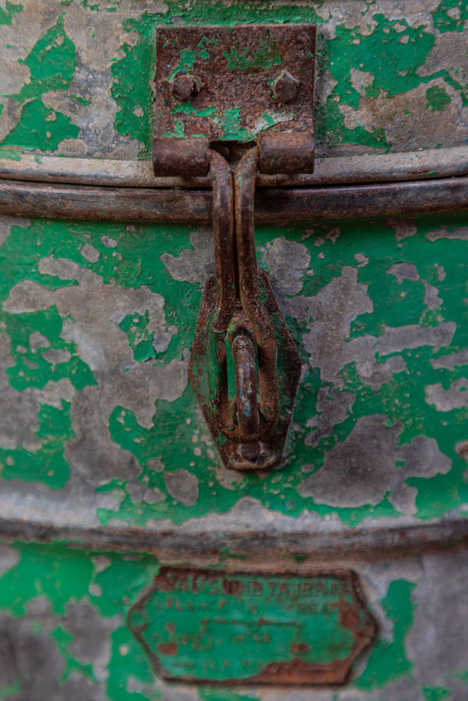Emerald Green Vintage Iron Round Trunk
