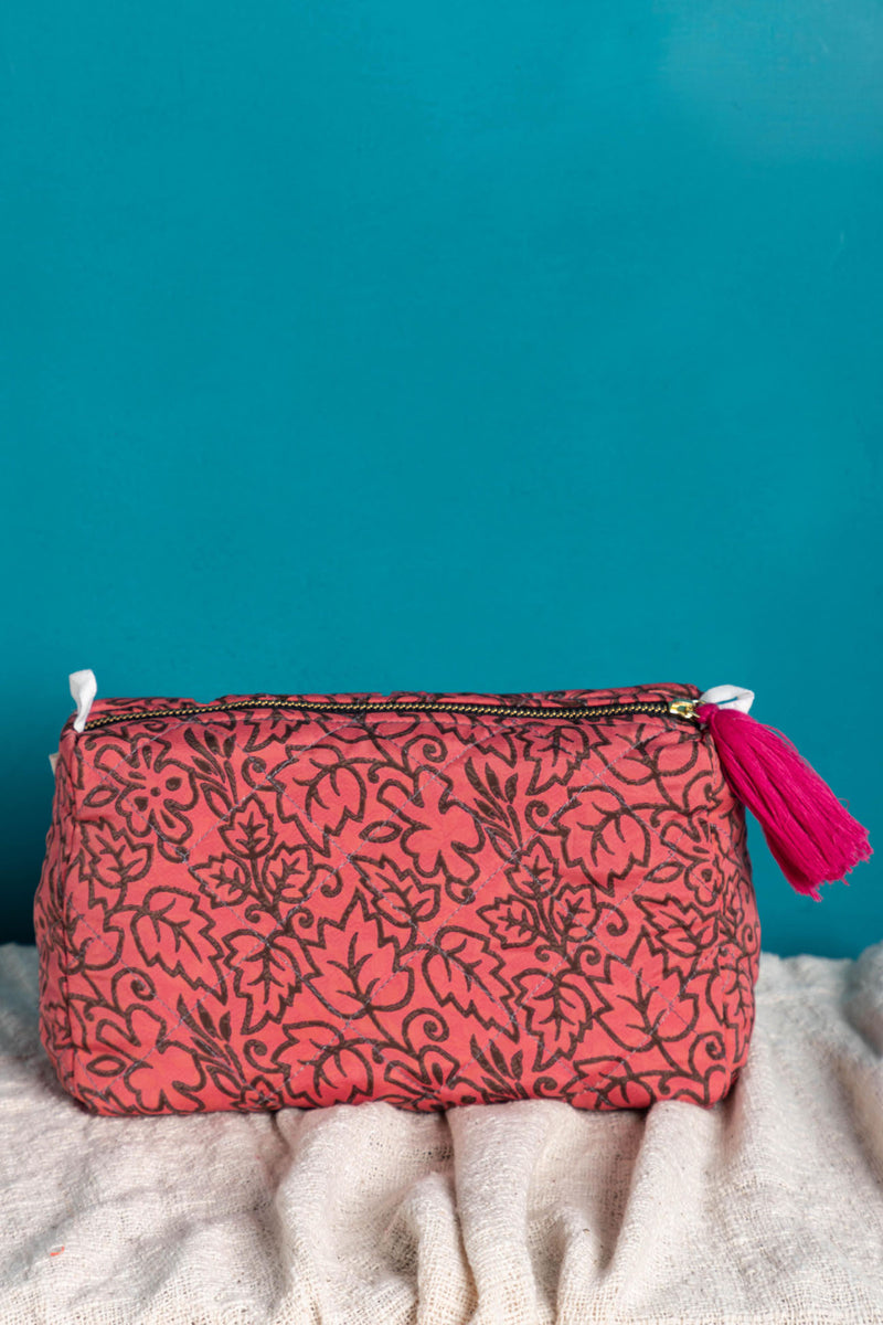 Pink Recycled Saree Beauty Bag | Birch&Yarn – Birch & Yarn