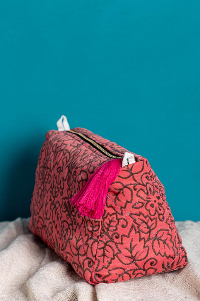 Pink Recycled Saree Beauty Bag