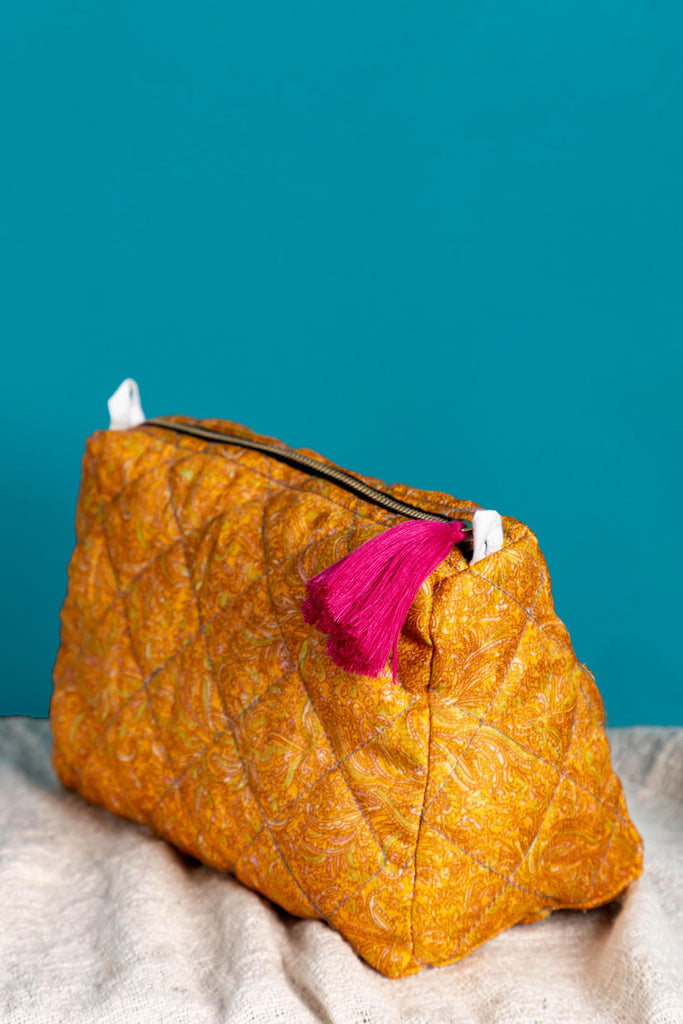Mustard Recycled Saree Beauty Bag
