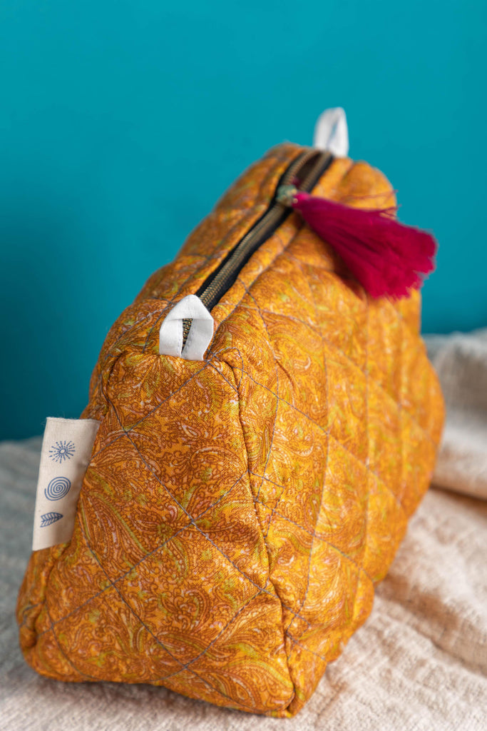 Mustard Recycled Saree Beauty Bag