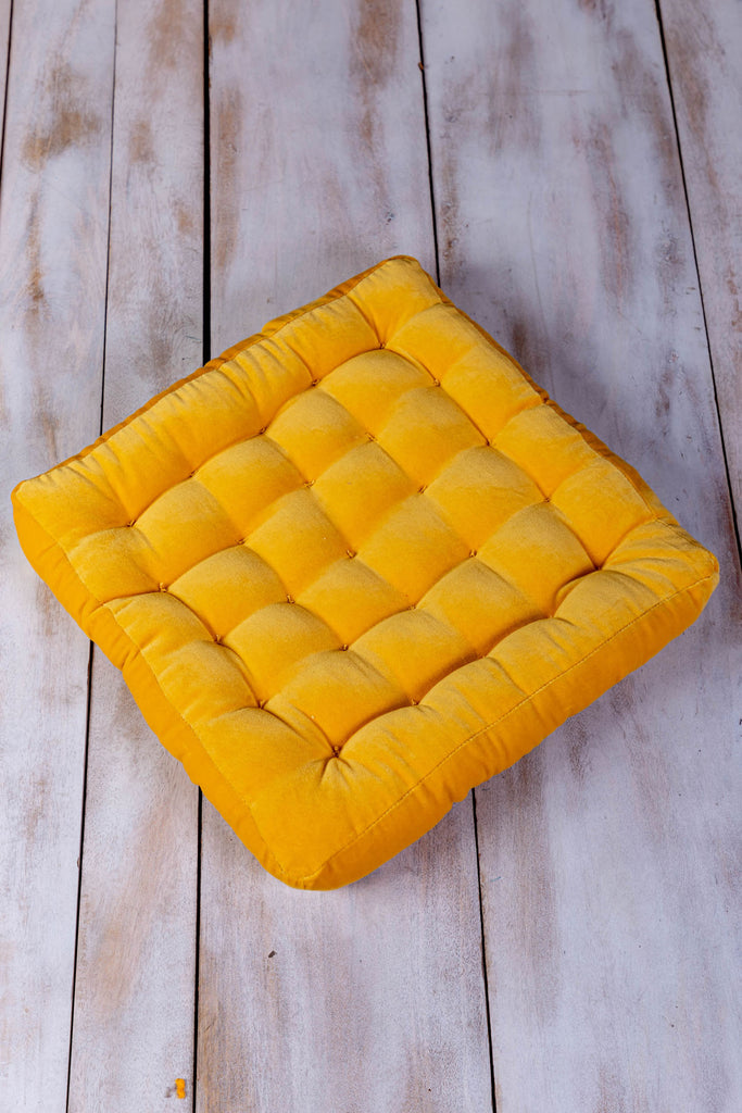 Saffron Yellow Velvet Seat Pad