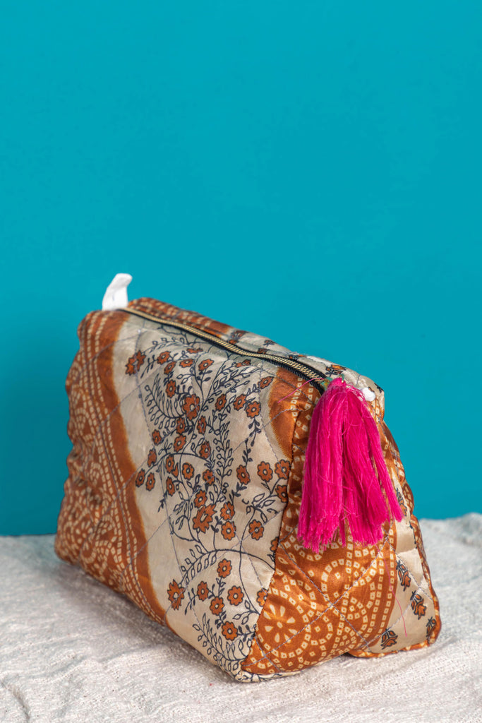Copper Recycled Saree Beauty Bag