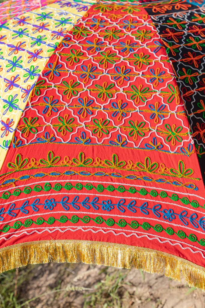Colorful Hand Embroidered Cotton Garden Umbrella