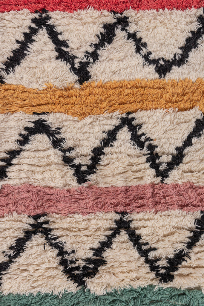 Zig-Zag with Multi Color Stripe Wool & Cotton Rug