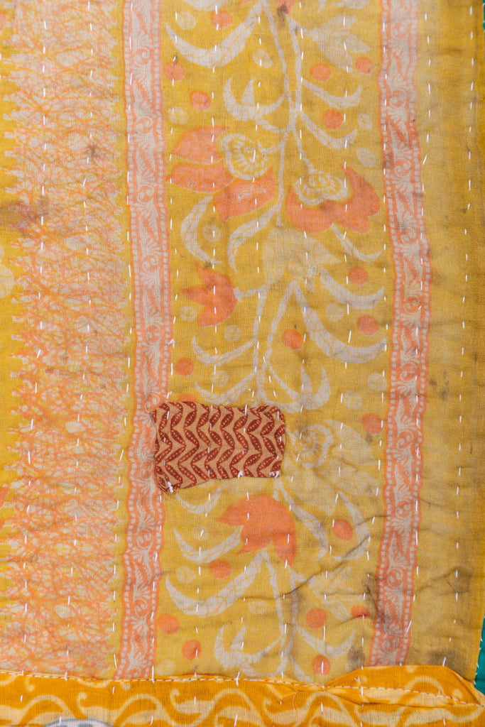 Yellow-Pink Vintage Kantha Throw