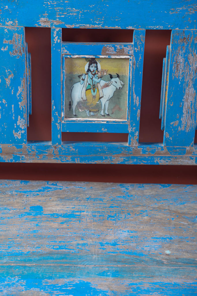 Blue Vintage Bench with Indian Paintings