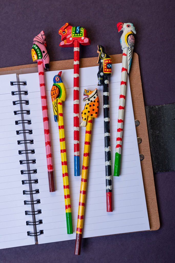 Animal Shaped Colourful Top Pencils - Set of Six
