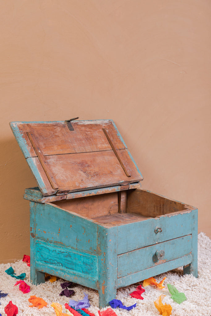 Blue Rusted Vintage Wooden Desk