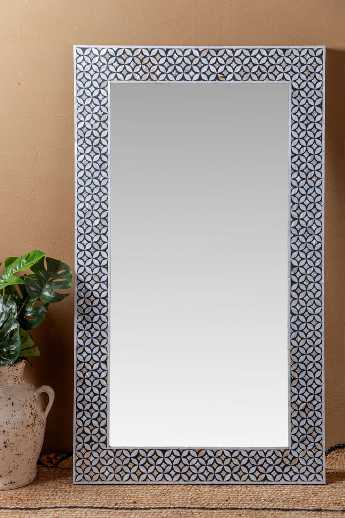 Black Mother Of Pearl Large Mirror