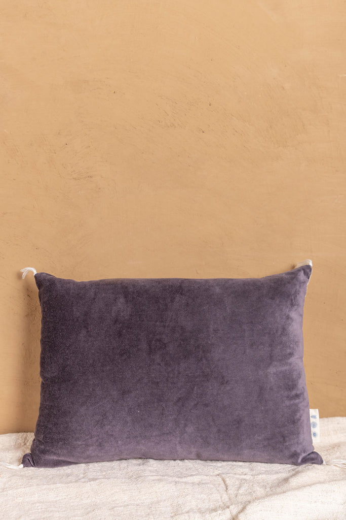 Dark Grey Cotton Velvet Rectangular Cushion Cover