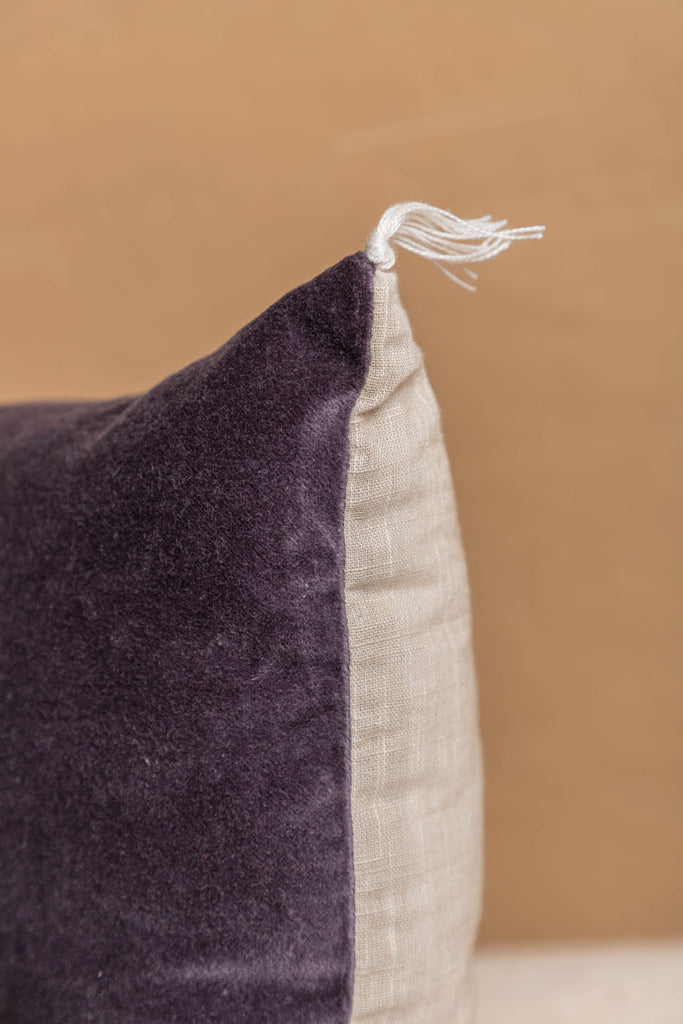 Dark Grey Cotton Velvet Rectangular Cushion Cover