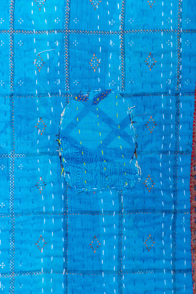 Blue Striped Vintage Kantha Throw