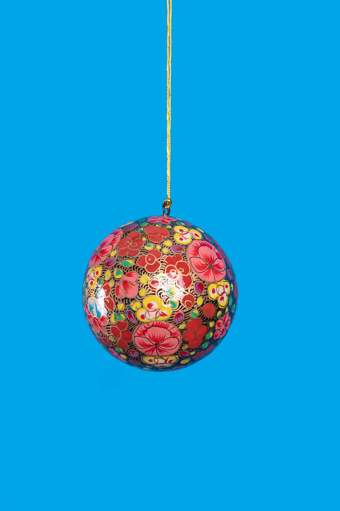 Hand Painted Russian Floral Christmas Bauble | Birch&Yarn