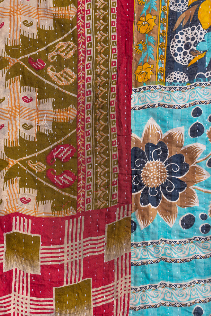 Rusted Red Vintage Kantha Throw