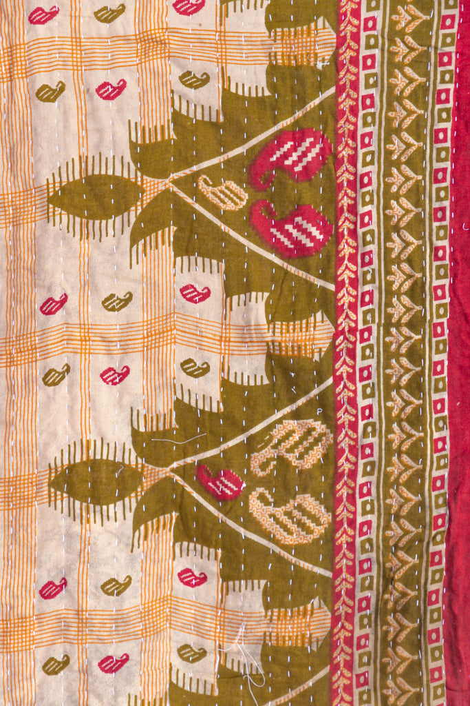 Rusted Red Vintage Kantha Throw