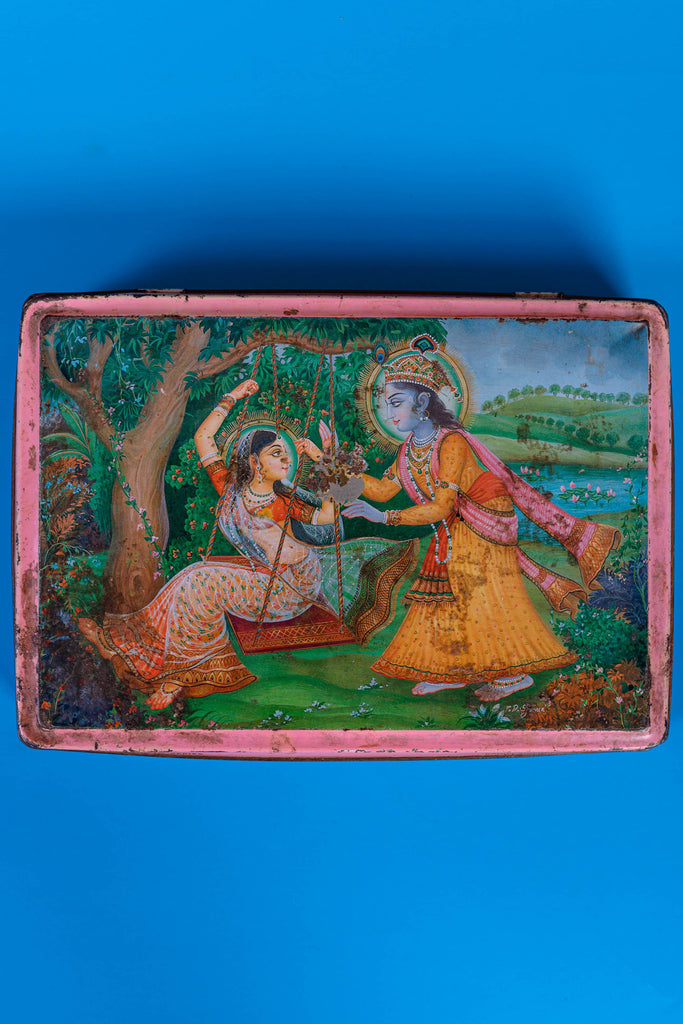 RadhaKrishna Printed Antique Iron Box
