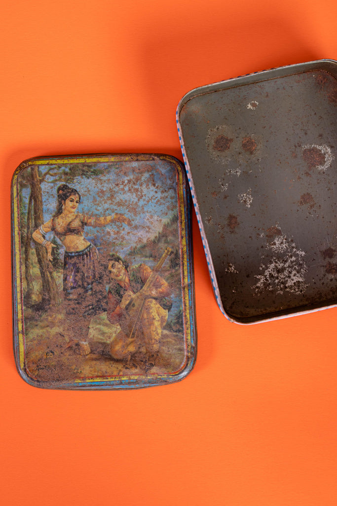 Rusted Vintage Hand Painted Iron Box
