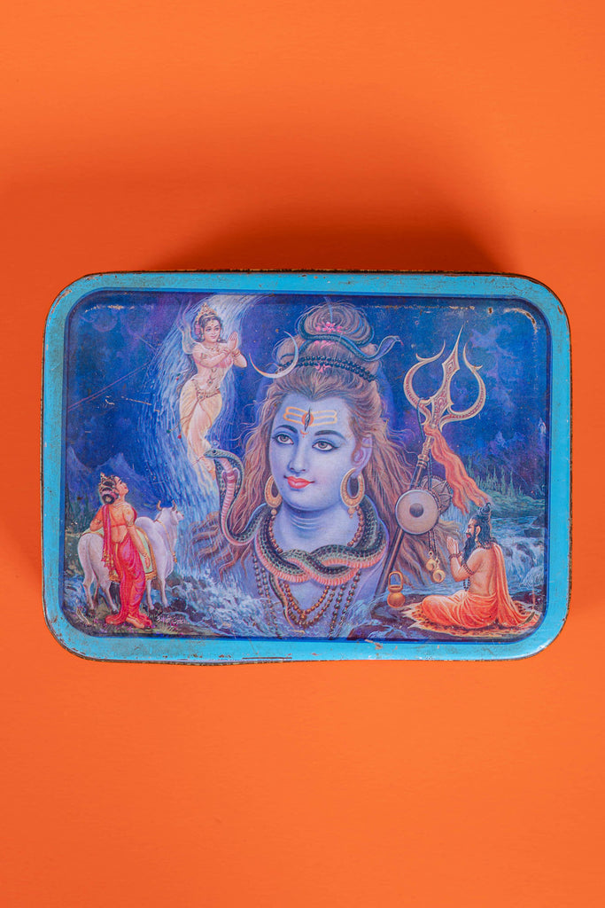 God Shiva Printed Vintage Iron Box