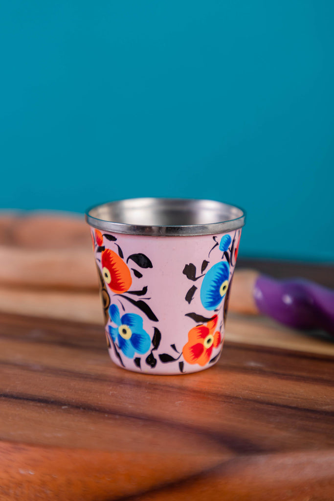 Pink Hand Painted Stainless Steel Egg Cup