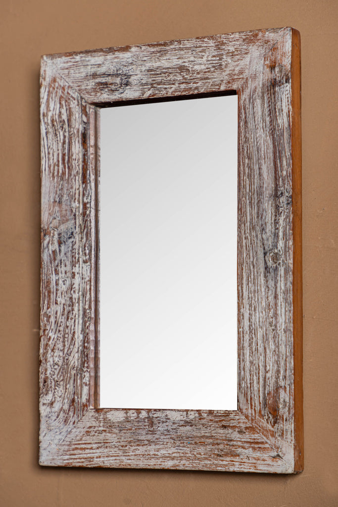 Antique Rectangular White Mirror